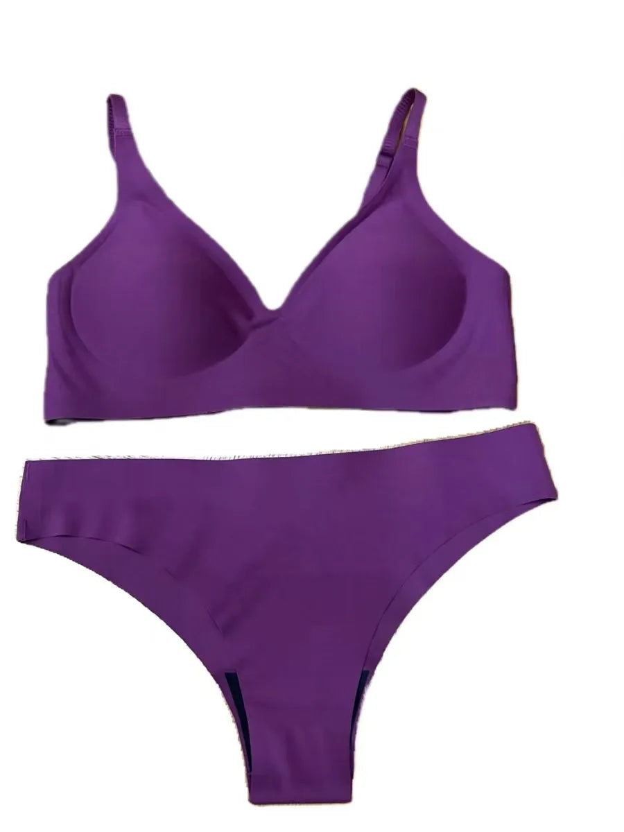 KUCLUT Jelly Lingerie Set, Seamless Lingerie Set, Women's Seamless Wireless Comfortable Full-Coverage Bra